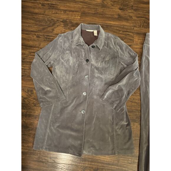 Vintage J. Jill Crushed Velvet Blazer: MP Pants Sz:8P Gray Outfit Women’s - Picture 2 of 7